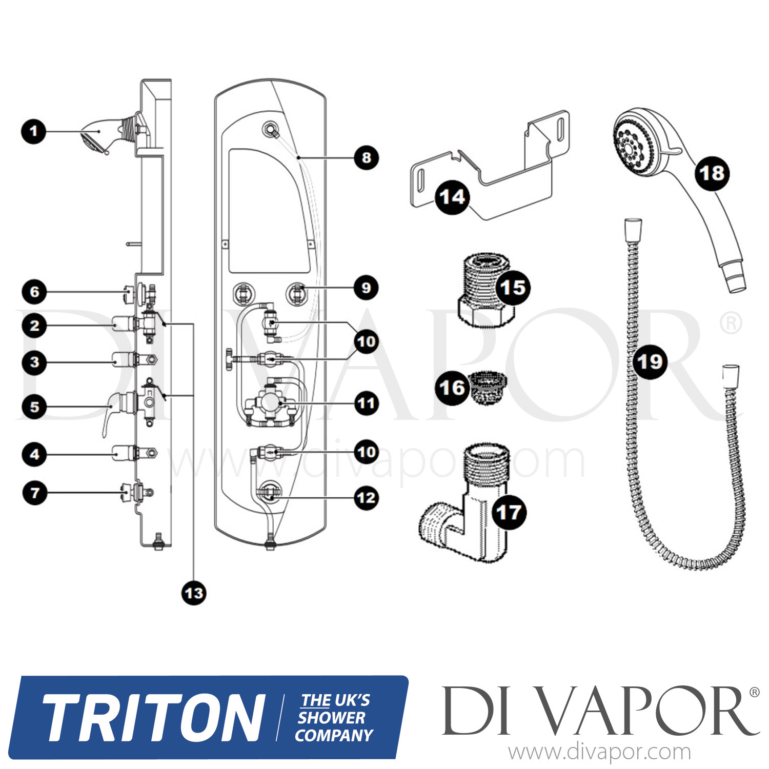 Triton Shower Tower Manual Mixer Spare Parts TR DV 690